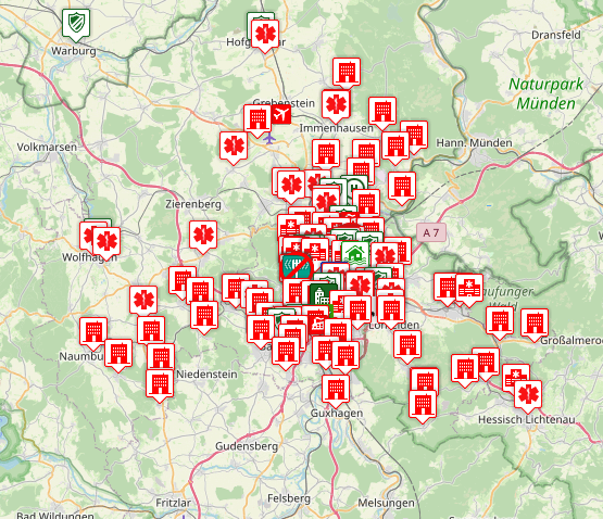 Kartenansicht der Verbandsgebäude im Raum Kassel