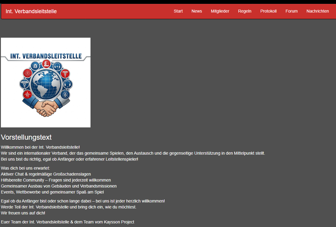 Screenshot der bisherigen Verbandsvorstellung